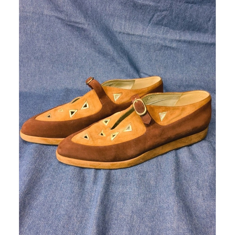 Vintage 70s/80s TOKIO Suede Cutout Pointed Flats - Made in Italy - Picture 3 of 9